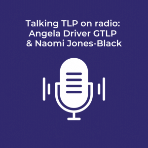 symbol of a microphone with the words "Talking TLP on radio"
