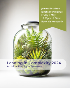 image of a terrarium with the words "Leading in Complexity 2024" Webinar
