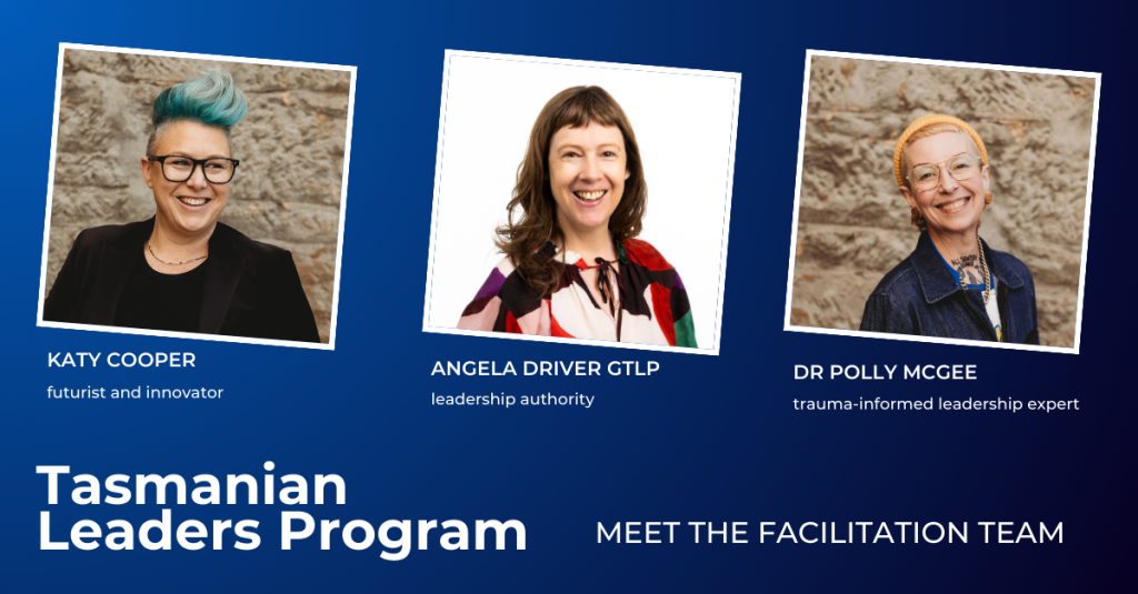 Three portrait photos of women facilitatiing the Tasmanian Leaders Program